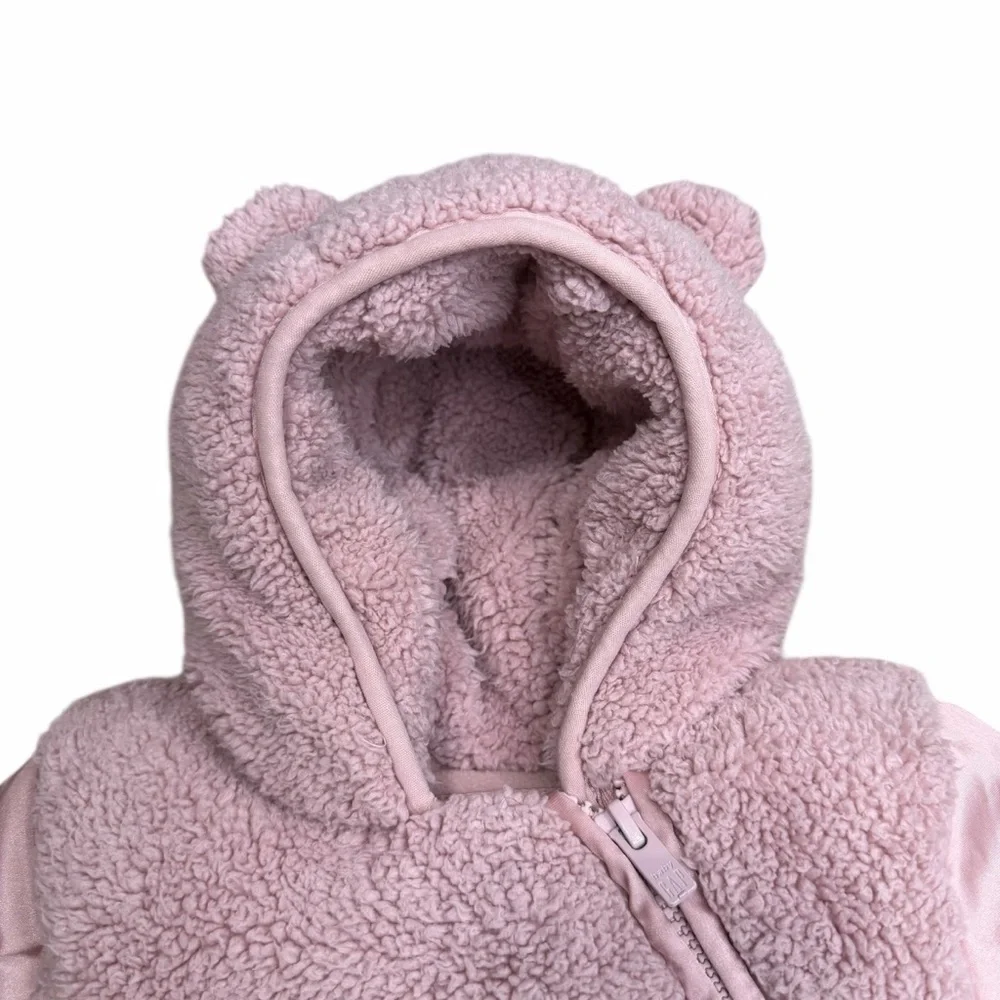 GAP Baby Lightweight Puffer One-Piece‎ Snowsuit | Primitive Pink | Size 3-6M
